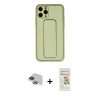 MARSİLYAN™- iPhone 11 Pro Max Kılıf Akış Doku - Siyah Mat Seramik Nano Ekran Koruyucu + Lacivert Pers Alüminyum Kamera Lens