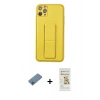 MARSİLYAN™- iPhone 11 Pro Max Kılıf Akış Doku - Siyah Mat Seramik Nano Ekran Koruyucu + Shine Kamera Lens Koruma Cam - MI