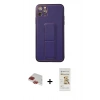 MARSİLYAN™- iPhone 11 Pro Max Kılıf Akış Doku - Siyah Mat Seramik Nano Ekran Koruyucu + Pers Alüminyum Kamera Lens - KI