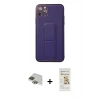 MARSİLYAN™- iPhone 11 Pro Max Kılıf Akış Doku - Siyah Mat Seramik Nano Ekran Koruyucu + Pers Alüminyum Kamera Lens - YL
