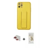 MARSİLYAN™- iPhone 11 Pro Max Kılıf Akış Doku - Siyah Mat Seramik Nano Ekran Koruyucu + Pers Alüminyum Kamera Lens - KI