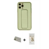 MARSİLYAN™- iPhone 11 Pro Max Kılıf Akış Doku - Siyah Mat Seramik Nano Ekran Koruyucu + Rainbow Kamera Lens Koruma Cam - GD