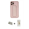 MARSİLYAN™- iPhone 11 Pro Max Kılıf Akış Doku - Siyah Mat Seramik Nano Ekran Koruyucu + Rainbow Kamera Lens Koruma Cam - GD