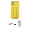 MARSİLYAN™- iPhone 11 Pro Max Kılıf Akış Doku - Siyah Mat Seramik Nano Ekran Koruyucu + Renkli Kamera Lens Koruma Cam - SI