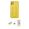 MARSİLYAN™- iPhone 11 Pro Max Kılıf Akış Doku - Siyah Mat Seramik Nano Ekran Koruyucu + Renkli Kamera Lens Koruma Cam - MI