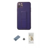 MARSİLYAN™- iPhone 11 Pro Max Kılıf Akış Doku - Siyah Mat Seramik Nano Ekran Koruyucu + Shine Kamera Lens Koruma Cam - MI