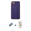 MARSİLYAN™- iPhone 11 Pro Max Kılıf Akış Doku - Siyah Mat Seramik Nano Ekran Koruyucu + Shine Kamera Lens Koruma Cam - GI