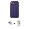 MARSİLYAN™- iPhone 11 Pro Max Kılıf Akış Doku - Siyah Mat Seramik Nano Ekran Koruyucu + Pers Alüminyum Kamera Lens - SH