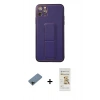 MARSİLYAN™- iPhone 11 Pro Max Kılıf Akış Doku - Siyah Mat Seramik Nano Ekran Koruyucu + Shine Kamera Lens Koruma Cam - SH