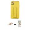 MARSİLYAN™- iPhone 11 Pro Max Kılıf Akış Doku - Siyah Mat Seramik Nano Ekran Koruyucu + Renkli Kamera Lens Koruma Cam - TU