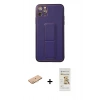 MARSİLYAN™- iPhone 11 Pro Max Kılıf Akış Doku - Siyah Mat Seramik Nano Ekran Koruyucu + Renkli Kamera Lens Koruma Cam - TU
