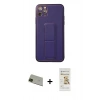 MARSİLYAN™- iPhone 11 Pro Max Kılıf Akış Doku - Siyah Mat Seramik Nano Ekran Koruyucu + Yeşil Rainbow Kamera Lens Koruma Cam