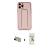 MARSİLYAN™- iPhone 11 Pro Max Kılıf Akış Doku - Siyah Mat Seramik Nano Ekran Koruyucu + Yeşil Rainbow Kamera Lens Koruma Cam