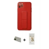 MARSİLYAN™- iPhone 11 Pro Max Kılıf Akış Doku - Siyah Mat Seramik Nano Ekran Koruyucu + Yeşil Rainbow Kamera Lens Koruma Cam