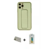 MARSİLYAN™- iPhone 11 Pro Max Kılıf Akış Doku - Siyah Polymer Nano Ekran Koruyucu + Rainbow Kamera Lens Koruma Cam - GD