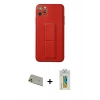 MARSİLYAN™- iPhone 11 Pro Max Kılıf Akış Doku - Siyah Polymer Nano Ekran Koruyucu + Rainbow Kamera Lens Koruma Cam - GD
