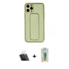MARSİLYAN™- iPhone 11 Pro Max Kılıf Akış Doku - Siyah Polymer Nano Ekran Koruyucu + Kamera Lens Koruma Cam - SF
