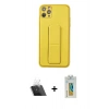 MARSİLYAN™- iPhone 11 Pro Max Kılıf Akış Doku - Siyah Polymer Nano Ekran Koruyucu + Kamera Lens Koruma Cam - SF