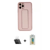 MARSİLYAN™- iPhone 11 Pro Max Kılıf Akış Doku - Siyah Polymer Nano Ekran Koruyucu + Kamera Lens Koruma Cam - SF