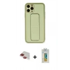 MARSİLYAN™- iPhone 11 Pro Max Kılıf Akış Doku - Siyah Polymer Nano Ekran Koruyucu + Kırmızı Pers Alüminyum Kamera Lens