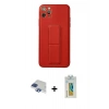 MARSİLYAN™- iPhone 11 Pro Max Kılıf Akış Doku - Siyah Polymer Nano Ekran Koruyucu + Lacivert Pers Alüminyum Kamera Lens