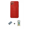 MARSİLYAN™- iPhone 11 Pro Max Kılıf Akış Doku - Siyah Polymer Nano Ekran Koruyucu + Metal Kamera Lens Koruma Cam - AKYL