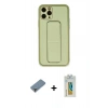 MARSİLYAN™- iPhone 11 Pro Max Kılıf Akış Doku - Siyah Polymer Nano Ekran Koruyucu + Metal Kamera Lens Koruma Cam - AKYL