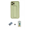 MARSİLYAN™- iPhone 11 Pro Max Kılıf Akış Doku - Siyah Polymer Nano Ekran Koruyucu + Shine Kamera Lens Koruma Cam - PE
