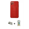 MARSİLYAN™- iPhone 11 Pro Max Kılıf Akış Doku - Siyah Polymer Nano Ekran Koruyucu + Rainbow Kamera Lens Koruma Cam - YL