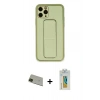 MARSİLYAN™- iPhone 11 Pro Max Kılıf Akış Doku - Siyah Polymer Nano Ekran Koruyucu + Rainbow Kamera Lens Koruma Cam - YL