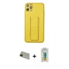 MARSİLYAN™- iPhone 11 Pro Max Kılıf Akış Doku - Siyah Polymer Nano Ekran Koruyucu + Rainbow Kamera Lens Koruma Cam - YL