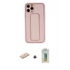 MARSİLYAN™- iPhone 11 Pro Max Kılıf Akış Doku - Siyah Polymer Nano Ekran Koruyucu + Renkli Kamera Lens Koruma Cam - MI
