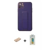 MARSİLYAN™- iPhone 11 Pro Max Kılıf Akış Doku - Siyah Polymer Nano Ekran Koruyucu + Renkli Kamera Lens Koruma Cam - TU