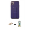 MARSİLYAN™- iPhone 11 Pro Max Kılıf Akış Doku - Siyah Polymer Nano Ekran Koruyucu + Renkli Kamera Lens Koruma Cam - MI