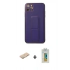 MARSİLYAN™- iPhone 11 Pro Max Kılıf Akış Doku - Siyah Polymer Nano Ekran Koruyucu + Renkli Kamera Lens Koruma Cam - YL