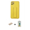 MARSİLYAN™- iPhone 11 Pro Max Kılıf Akış Doku - Siyah Polymer Nano Ekran Koruyucu + Renkli Kamera Lens Koruma Cam - SI