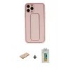 MARSİLYAN™- iPhone 11 Pro Max Kılıf Akış Doku - Siyah Polymer Nano Ekran Koruyucu + Renkli Kamera Lens Koruma Cam - TU
