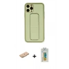 MARSİLYAN™- iPhone 11 Pro Max Kılıf Akış Doku - Siyah Polymer Nano Ekran Koruyucu + Renkli Kamera Lens Koruma Cam - PE