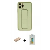 MARSİLYAN™- iPhone 11 Pro Max Kılıf Akış Doku - Siyah Polymer Nano Ekran Koruyucu + Renkli Kamera Lens Koruma Cam - TU