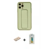 MARSİLYAN™- iPhone 11 Pro Max Kılıf Akış Doku - Siyah Polymer Nano Ekran Koruyucu + Renkli Kamera Lens Koruma Cam - YL