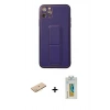 MARSİLYAN™- iPhone 11 Pro Max Kılıf Akış Doku - Siyah Polymer Nano Ekran Koruyucu + Renkli Kamera Lens Koruma Cam - SI