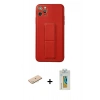 MARSİLYAN™- iPhone 11 Pro Max Kılıf Akış Doku - Siyah Polymer Nano Ekran Koruyucu + Renkli Kamera Lens Koruma Cam - MI
