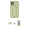 MARSİLYAN™- iPhone 11 Pro Max Kılıf Akış Doku - Siyah Polymer Nano Ekran Koruyucu + Renkli Kamera Lens Koruma Cam - MI