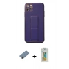 MARSİLYAN™- iPhone 11 Pro Max Kılıf Akış Doku - Siyah Polymer Nano Ekran Koruyucu + Shine Kamera Lens Koruma Cam - GI