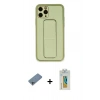 MARSİLYAN™- iPhone 11 Pro Max Kılıf Akış Doku - Siyah Polymer Nano Ekran Koruyucu + Shine Kamera Lens Koruma Cam - SABE