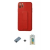 MARSİLYAN™- iPhone 11 Pro Max Kılıf Akış Doku - Siyah Polymer Nano Ekran Koruyucu + Metal Kamera Lens Koruma Cam - SH