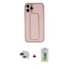MARSİLYAN™- iPhone 11 Pro Max Kılıf Akış Doku - Siyah Polymer Nano Ekran Koruyucu + Siyah Pers Alüminyum Kamera Lens
