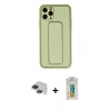 MARSİLYAN™- iPhone 11 Pro Max Kılıf Akış Doku - Siyah Polymer Nano Ekran Koruyucu + Siyah Pers Alüminyum Kamera Lens