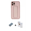 MARSİLYAN™- iPhone 11 Pro Max Kılıf Akış Doku - Siyah Seramik Nano Ekran Koruyucu + Metal Kamera Lens Koruma Cam - AKYL