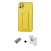 MARSİLYAN™- iPhone 11 Pro Max Kılıf Akış Doku - Siyah Seramik Nano Ekran Koruyucu + Gökkuşağı Shine Kamera Lens Koruma Cam